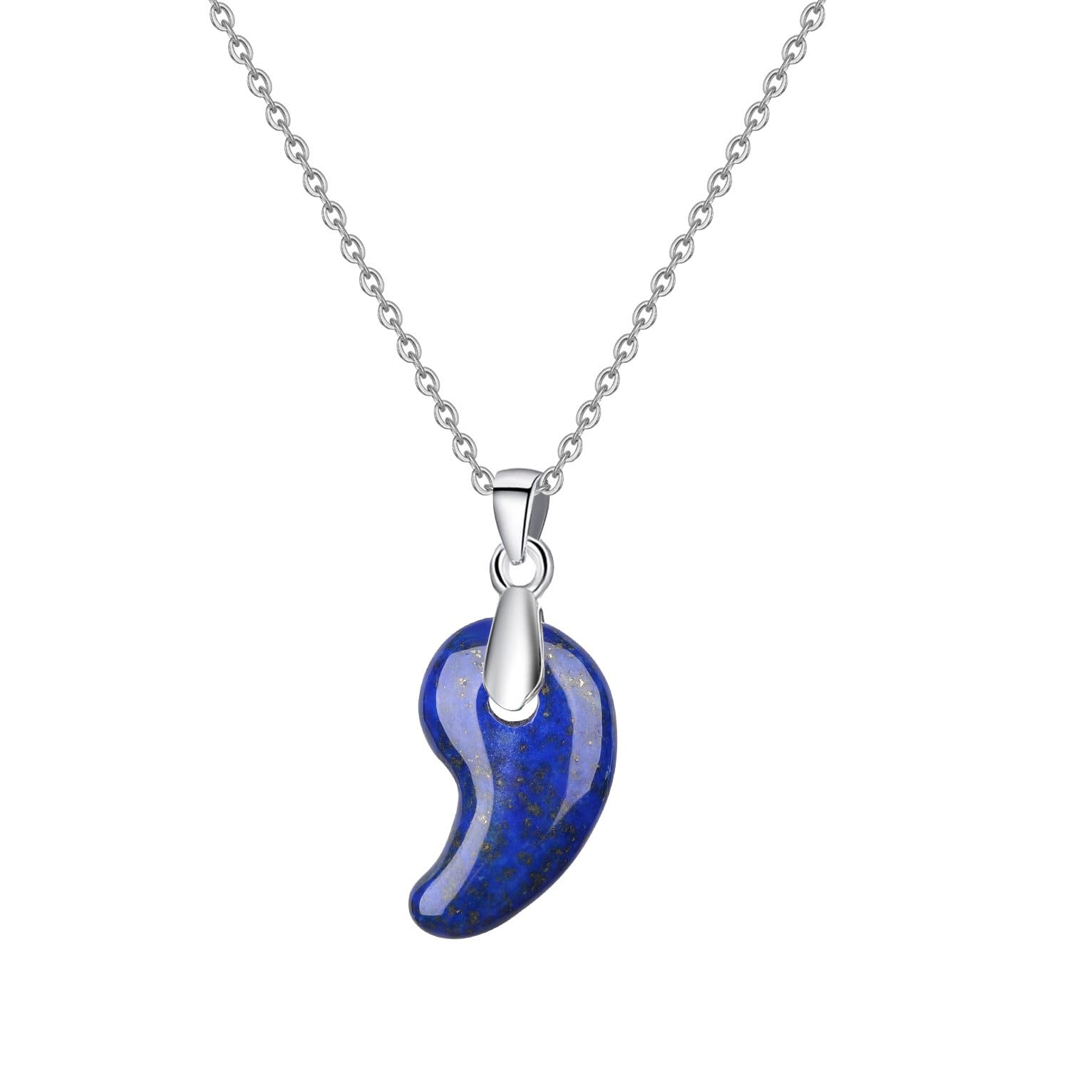 

Lapis Lazuli Magatama Silver 925 Power Stone Necklace for Women [Coai] синій