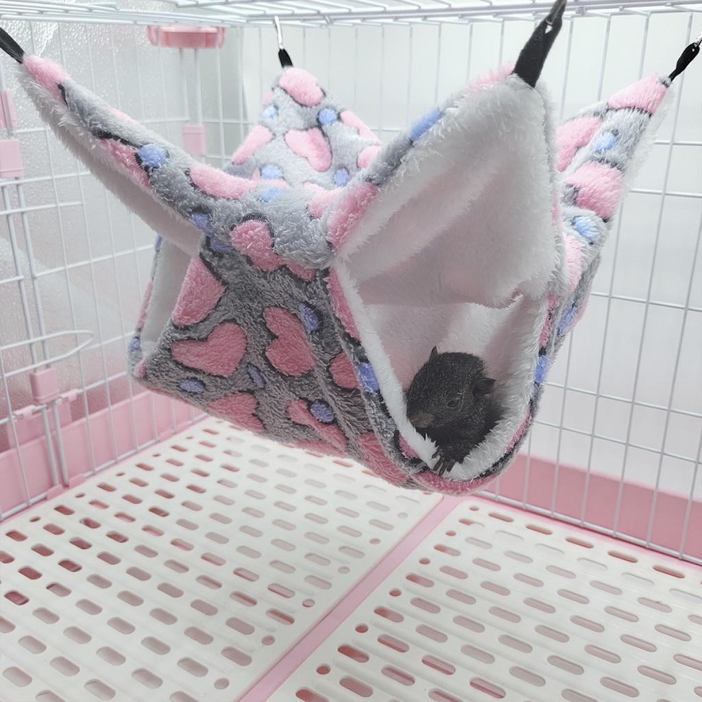 Double Layered Hamster Plush Hammock Cozy Warm Four Seasons Small Pet Hanging Nest Pet Supplies for Small Pet Hamster Guinea Pig