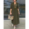 Loose Long-Sleeved Lapel Dress Elegant Solid Long sleeve Button Lapel Plus size dresses