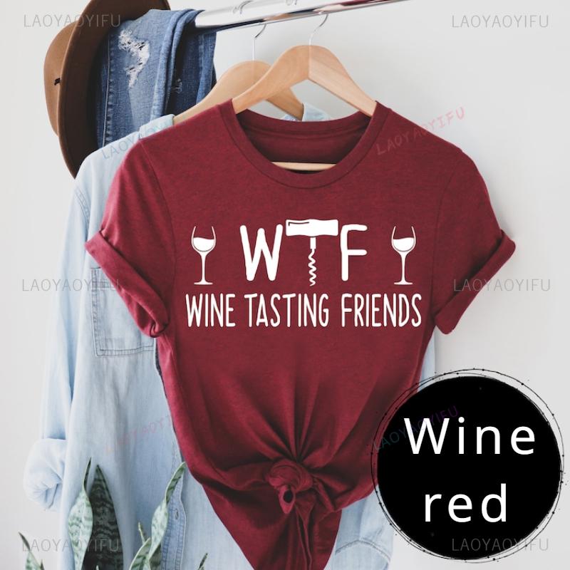 Wine Tasting Friends Funny Wine Drinkers Printed Tshirt Woman Man Graphic Tee Shirt Wine Lover High Quality Cotton Classic Sh... S разноцветный