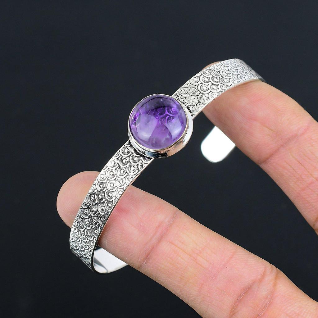 Mothers Day Deal Star Amethyst Gemstone Wife New Bangle Bracelet Sterling Silver