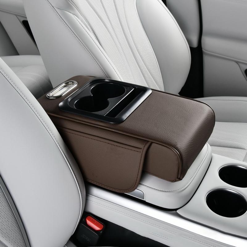 Copertura Console Centrale Auto, Copertura Pad Bracciolo in Pelle PU, Tappetino Universale Scatola Portaoggetti Sedile Bracciolo Auto Impermeabile