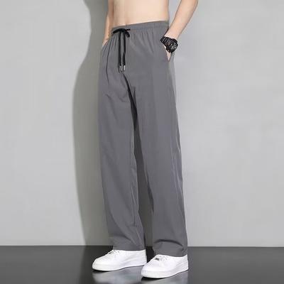 Source Manufacturer Summer Straight Pants Men's Ice Silk Thin Loose Drape Breathable Quick Drying Casual Sports Trousers