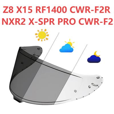Visera Fotocromática RF1400 para Casco SHOEI Z8 X15 CWR-F2R NXR2 X-SPR PRO CWR-F2 Pantalla Facial de Motocicleta Reemplazo Lente con Filtro UV