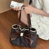 Französische Vintage Polka Dot Schultertaschen für Damen Große Kapazität Schleife Spitze Damen Achseltasche Tragbare College-Mädchen Handtasche Tote