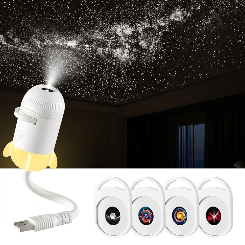 Adjustable Focus USB Planet Projector Light Interchangeable Slides 161 Degree Rotating Starry Sky Projector Romantic