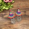 Hand-embroidered retro fabric earrings, flower fringed versatile femininity, stage performance, earrings, earrings.