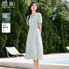 Heavy Industry Embroidery V-neck Bubble Sleeve Dress