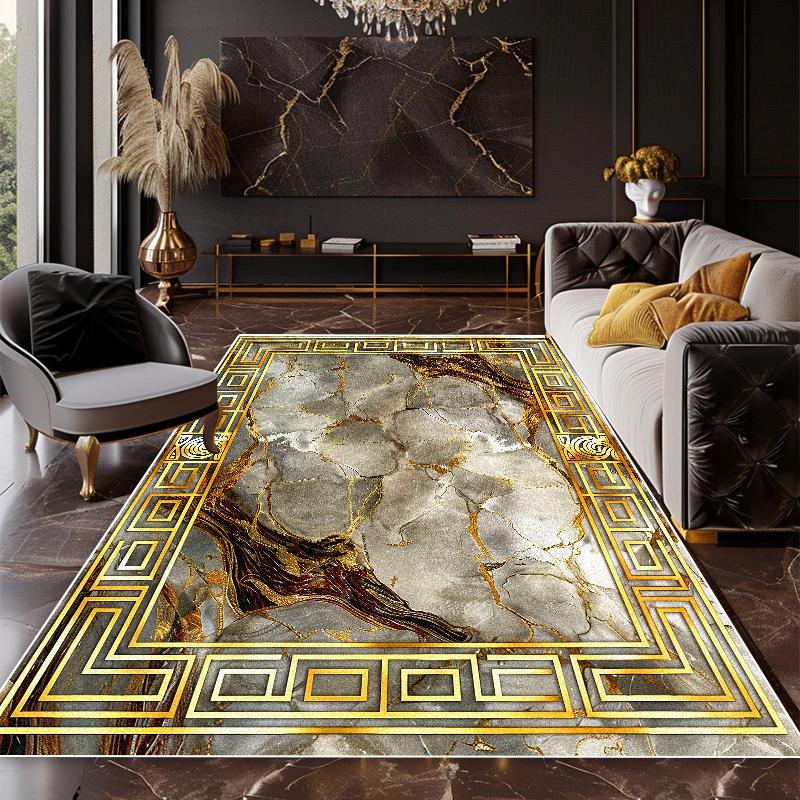 Marbled Luxury Black Gold Carpet Soft Children's Bedroom Living Room Sofa Area Rugs Balcony Dining Room Easy Clean Floor MATS