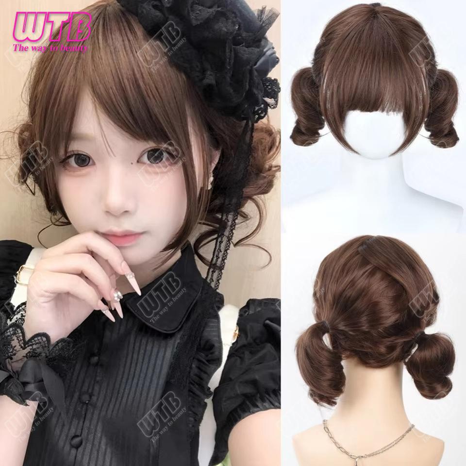Double Ponytail Synthetic Wig For Women Lolita Clip-on Style Double Ponytail Wig Suitable For Role Playing Christmas Halloween