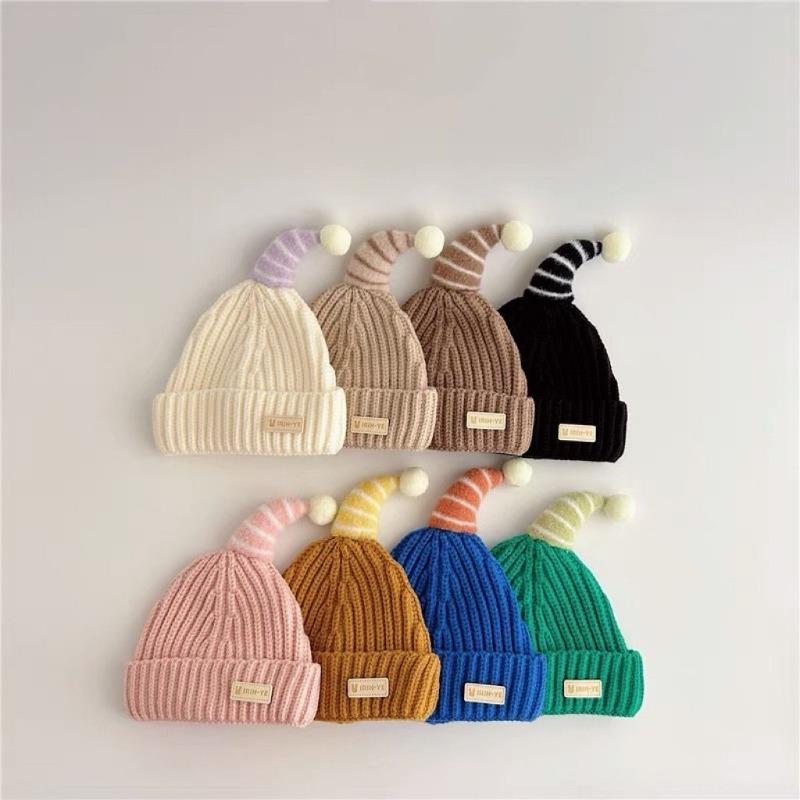 Autumn and winter warm cute baby ear protector wool hat boys and girls pacifier plush knitted hat baby hat
