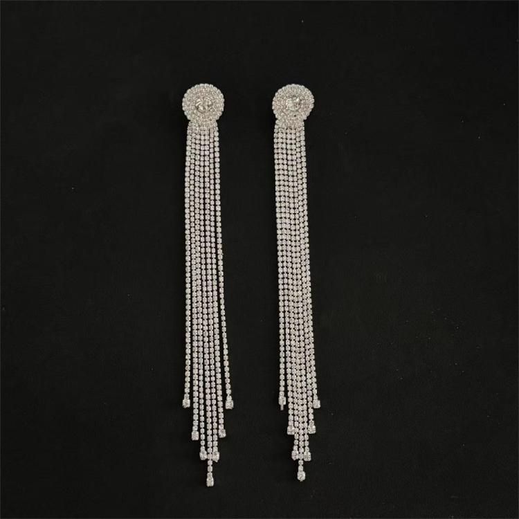 Glittering Rhinestones Long Tassels Drop Earrings in High Quality Alloy Offering Dateless Elegance for Various Occasions
