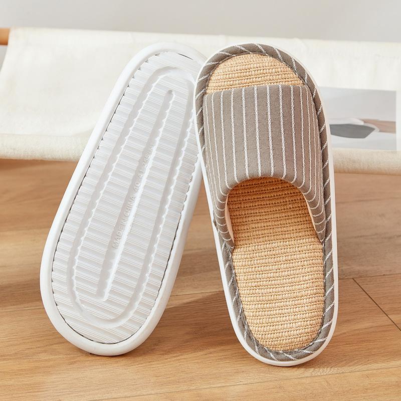 Spring Linen Slippers Home Four Seasons Home Cotton and Linen Indoor Non-slip Floor Breathable Linen Slippers Spring and Autumn