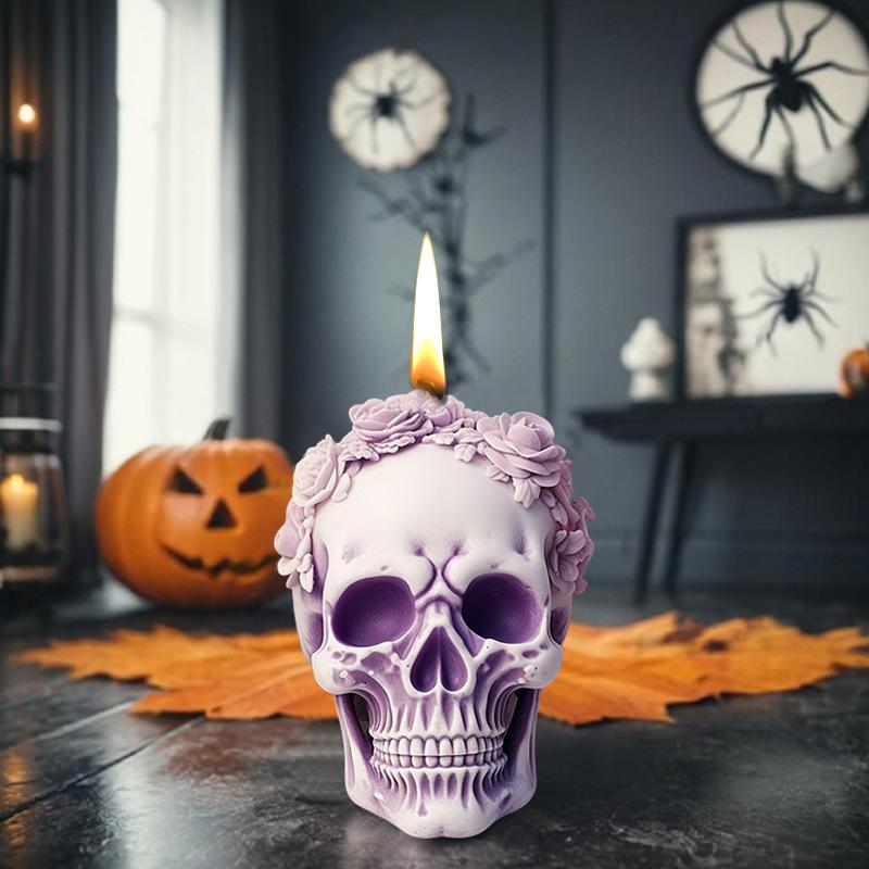 Rose Skull Scented Candle Silicone Mold DIY Handmade Floral Decor Craft