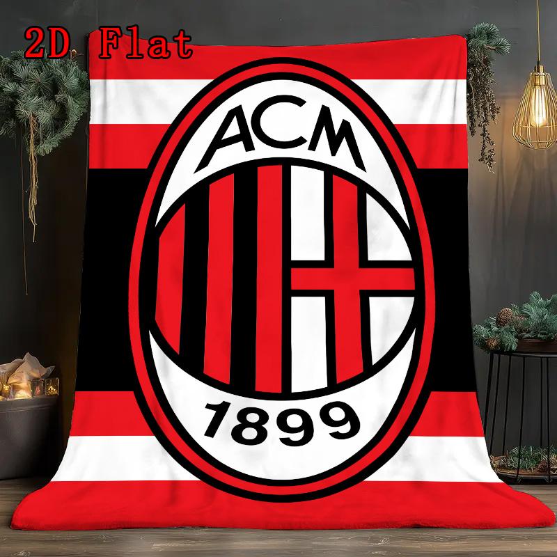 AC Milan 2D Flat Pattern Flannel Blanket High Quality All Seasons Warmth and Comfort Perfect for Christmas Gifts.