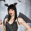 Halloween Bat Wings Headband Set Halloween Cosplay Costume Accessories Party Props Glitter Gauze Bat Wings Black