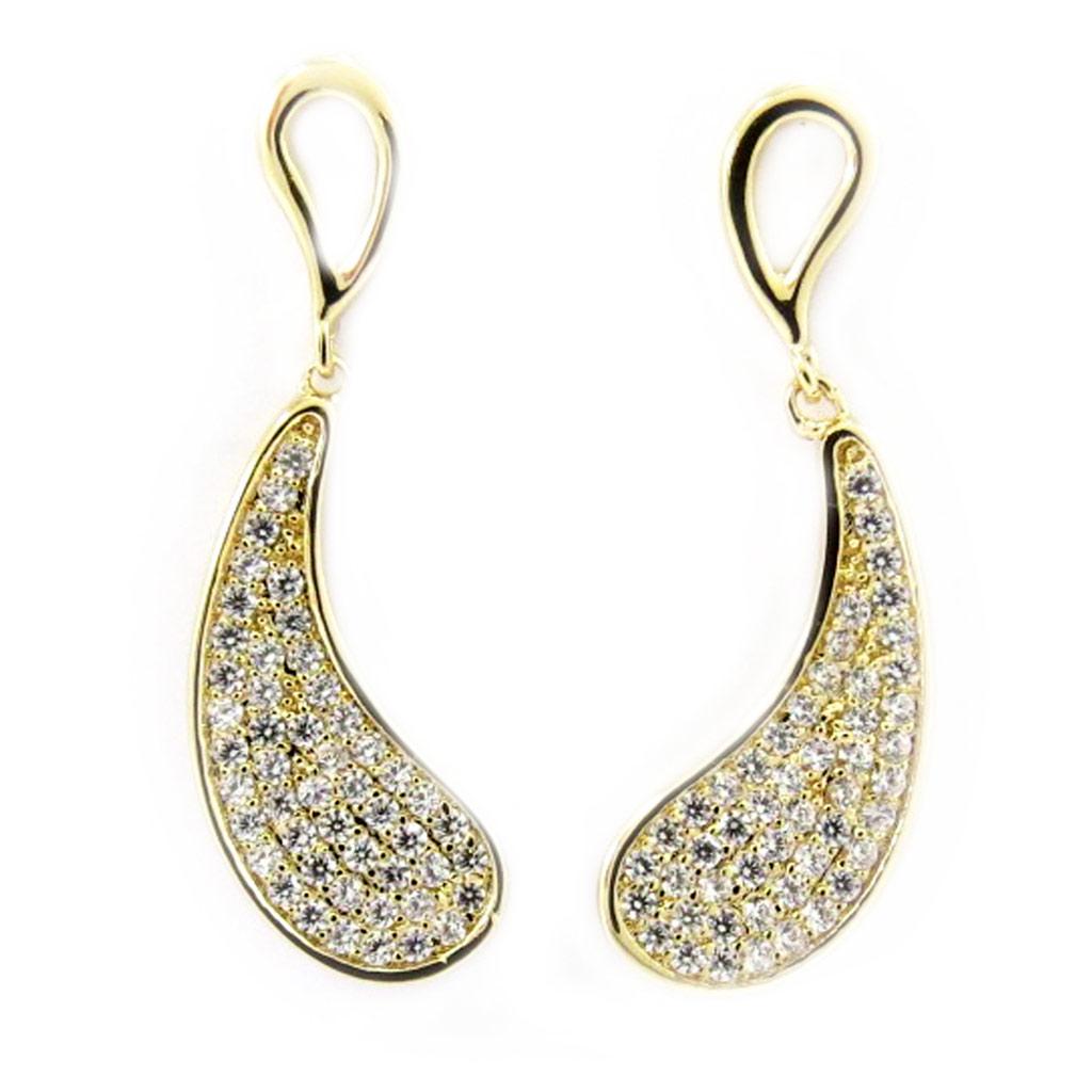 Les Trésors De Lily [L7032] - Boucles Plaqué Or 'Sissi' blanc doré - 31x11 mm