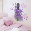 Mädchen Schmetterling Blume Wolken Selbstklebende Wandaufkleber für Zimmer Dekoration Schlafzimmer Aufkleber