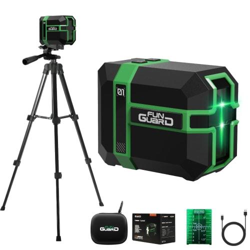 

Funguard Laser Level, Laser Class II, 2 Line Laser Outputs, Line Switchable, Pulse Function, USB Type-C Cable Charging, IP54 Waterproof/Dustproof, 3 B