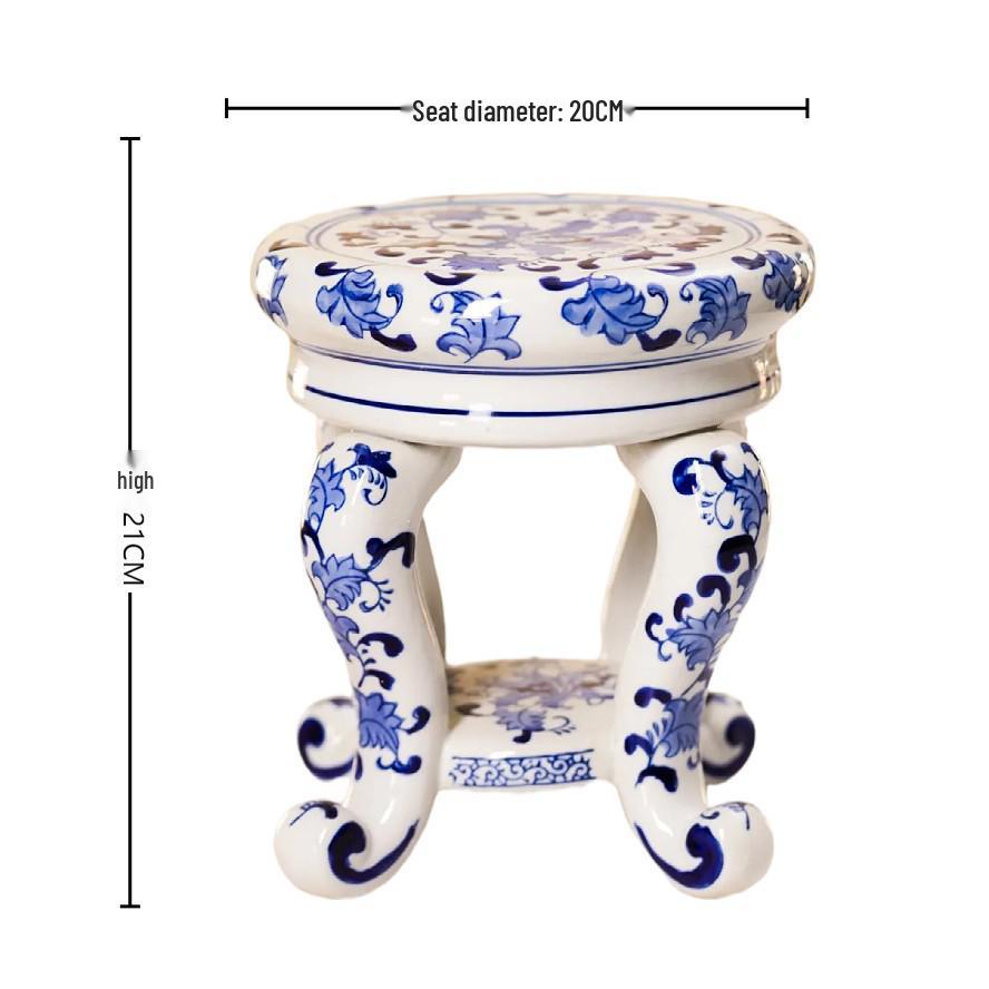 Porcelāna zils un balts bungu izkārnījums