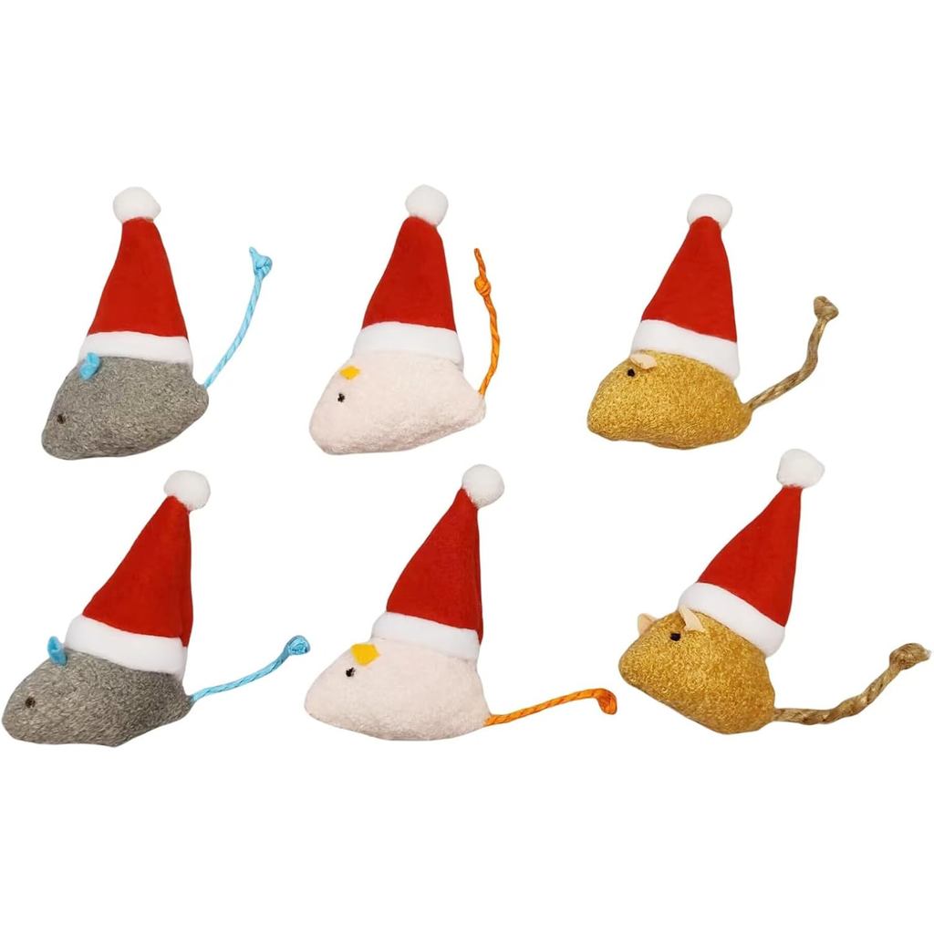 Christmas Style Plush Mouse Grinding Toy, Pet Self Fun Toy, Wear-resistant, Bite Resistant, Easy To Clean, Training Interactive Toy