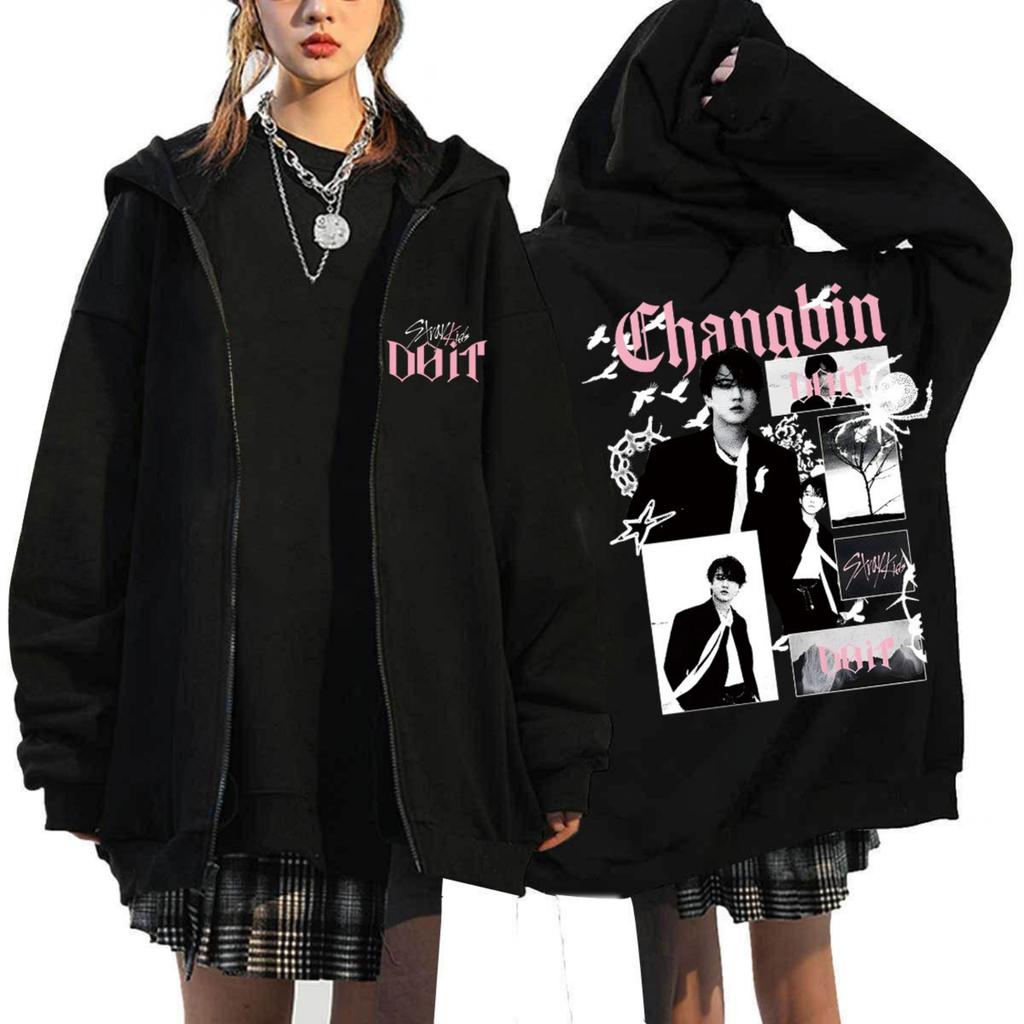 Damen Casual Mode Bedrucktes Langarm-Kapuzensweatshirt mit Reißverschluss