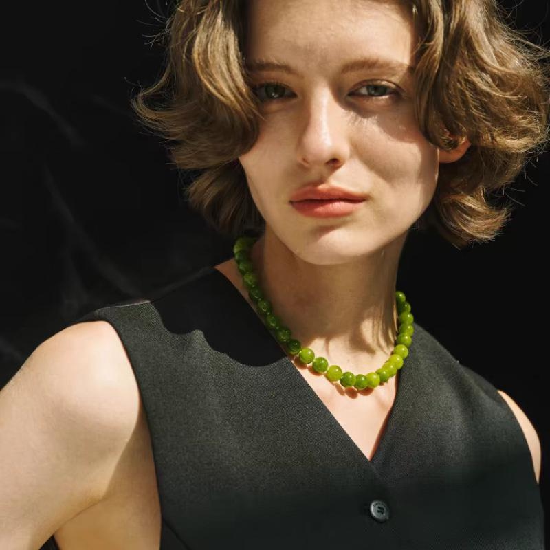 Avocado Gemstone Beaded Clavicle Chain Premium Neck Chain Summer Fresh Mori Dopamine Fashion Necklace