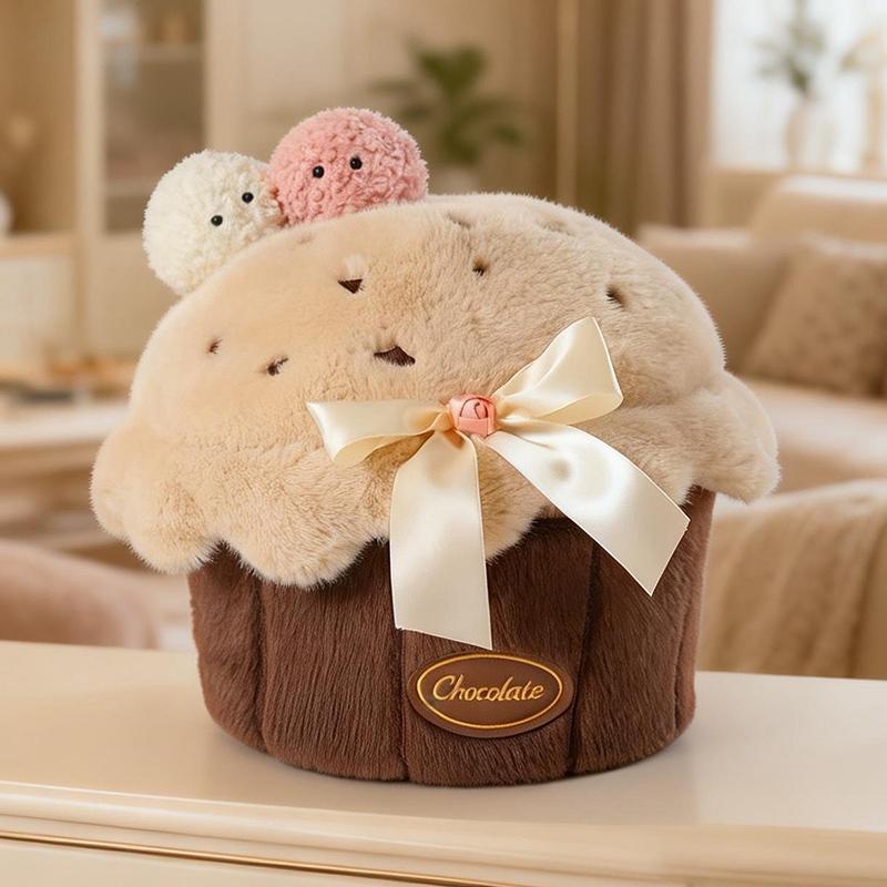 Fun Animal Cake Plush Doll Pillow Rose Siamese Cat Penguin Bear Combination Cookie Plush Toy Home Decor Valentine'S Day Gift