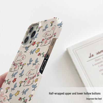 Królik Kwiaty Twarde Etui dla Apple 14/13Pro/12/11/X/7Plus