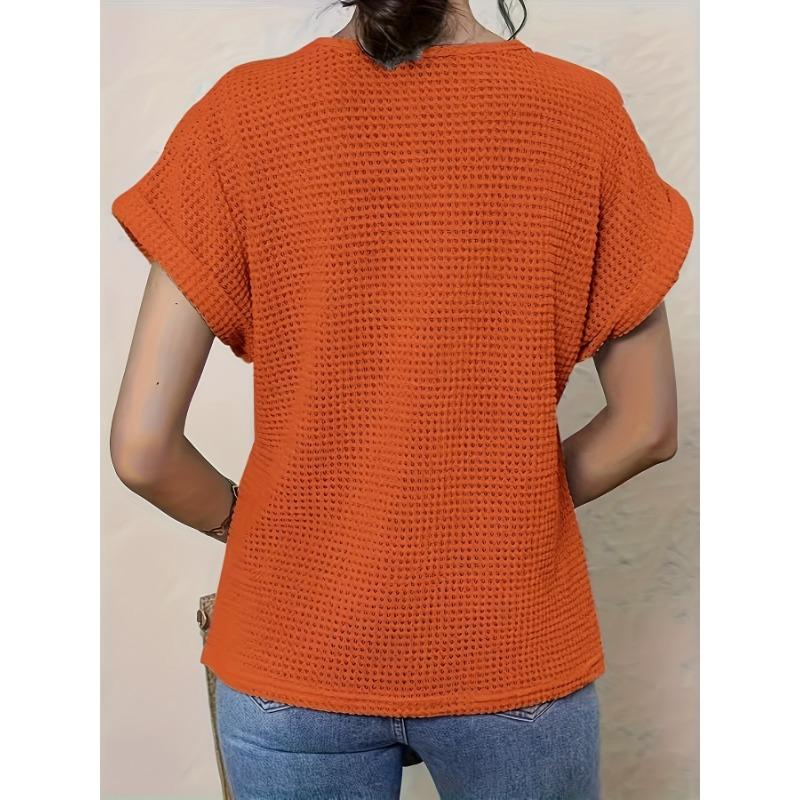 Lace Splicing Crew Neck T-shirt, Casual Short Sleeve Top For Spring & Summer, Women's Clothing