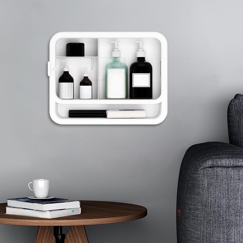 Dustproof Multi-layer Bathroom Organizer Cosmetics Wall-mounted Storage Box Organizer Suitable for Bathroom Kitchen Storage