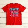 Cancer Picked The WrongunisexLeopard Letter Graphicunisex Summer Tshirt Breast Cancer Fighter Bold Motivational Short Sleeve Top