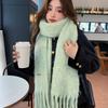 Women's wool-blended knitted solid-color scarf winter thickened warm student scarf men