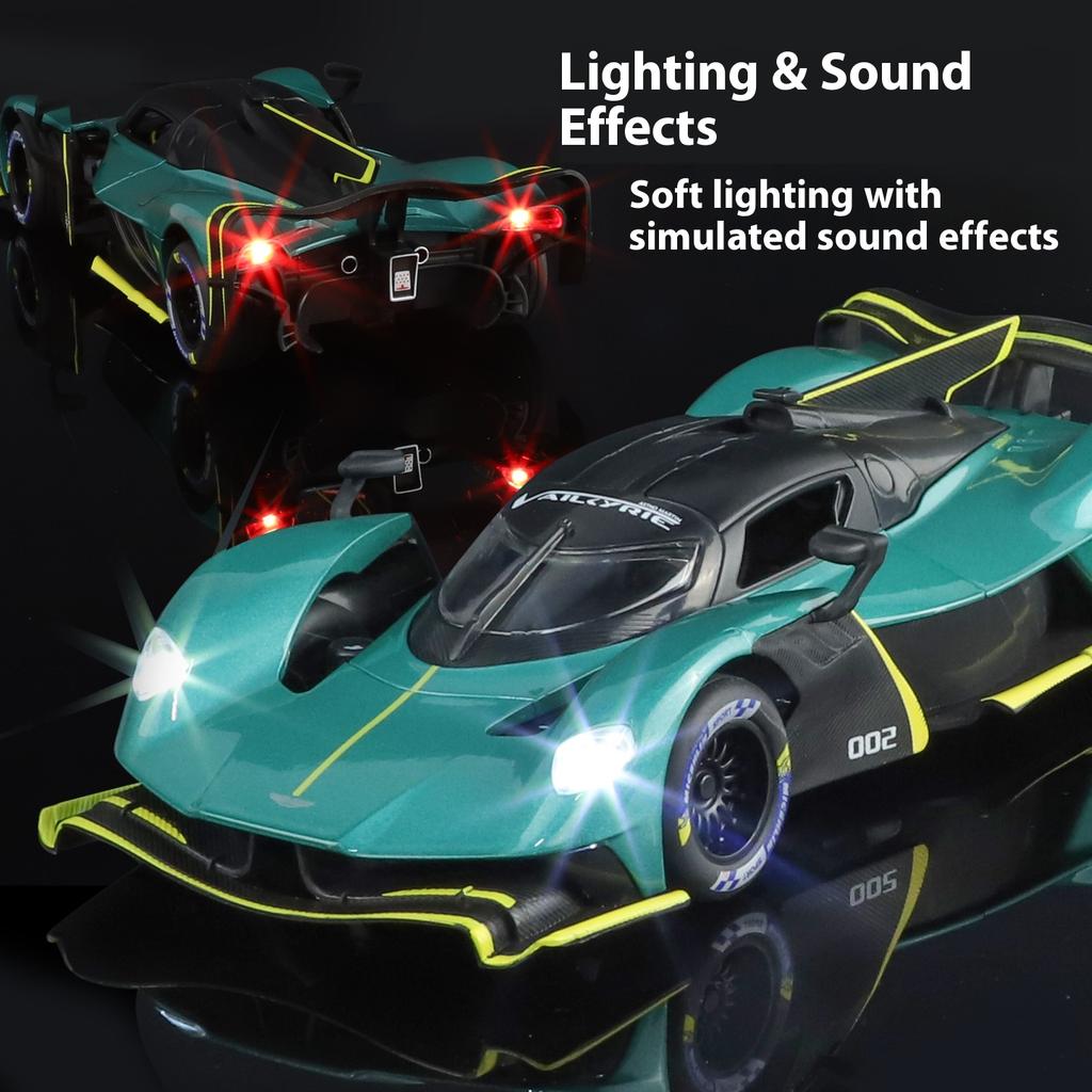 1/24 Martin Valkyrie Model Toy Cars Alloy Diecast Sound Light Doors Opened Pull Back Shock Absorption Toy Vehicles Kids Gifts