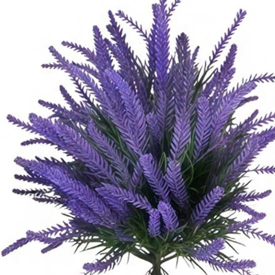 Artificial Lavender Topiary Ball Tree Summer UV Resistant Fake Plastic Plants Faux Lavender Shrubs Bushes with Stake for Outdoor Garden
