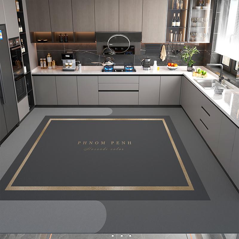 

Modern Minimalist Balcony Washable Carpet Large Area Non-slip Floor Mat Anti-oil Anti-fouling Kitchen Rugs Home Pvc Leather Rug 58x200cm