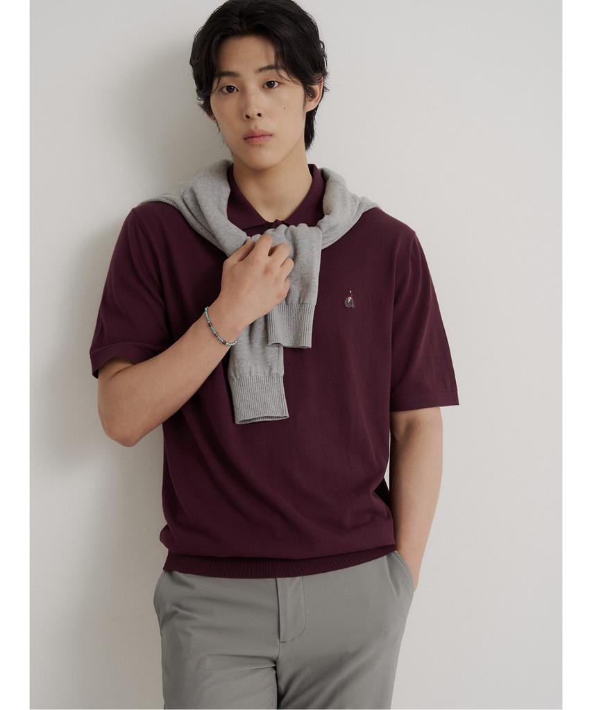 Binpolmen [Essential] Italian Cotton Collared Neck Knit Wine