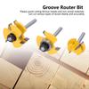 3pcs 45 Degree Angle Lock Miter Router Bit 3 Teeth T-Shape Tongue and Groove Set  For Cabinets