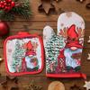 Christmas Oven Gloves Santa Claus Snowman Bell Pattern Insulated Gloves Decorative Gift Home Kitchen Christmas Decoration