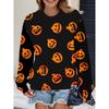Womens Casual Hoodie With 3D Halloween Print Round Neck Lightweight Breathable Fabric