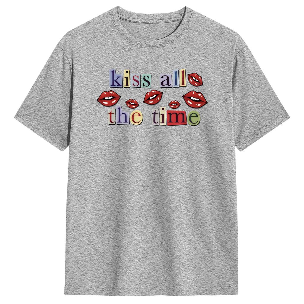 Creative Harrys Styles Kiss All The Time TShirts for Men Round Collar 100 Cotton T Shirts Short Sleeve Tees Printing Clothes