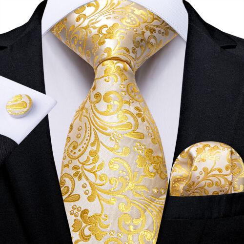 Dibangu Mens Silk Necktie Set Striped Paisley Solid Tie Pocket Square Cufflinks