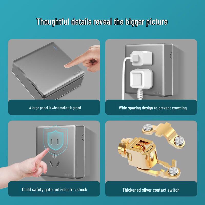 International Electrician V8 Series 15-Hole Surface-Mounted Wall Socket CN plug (adapter included)