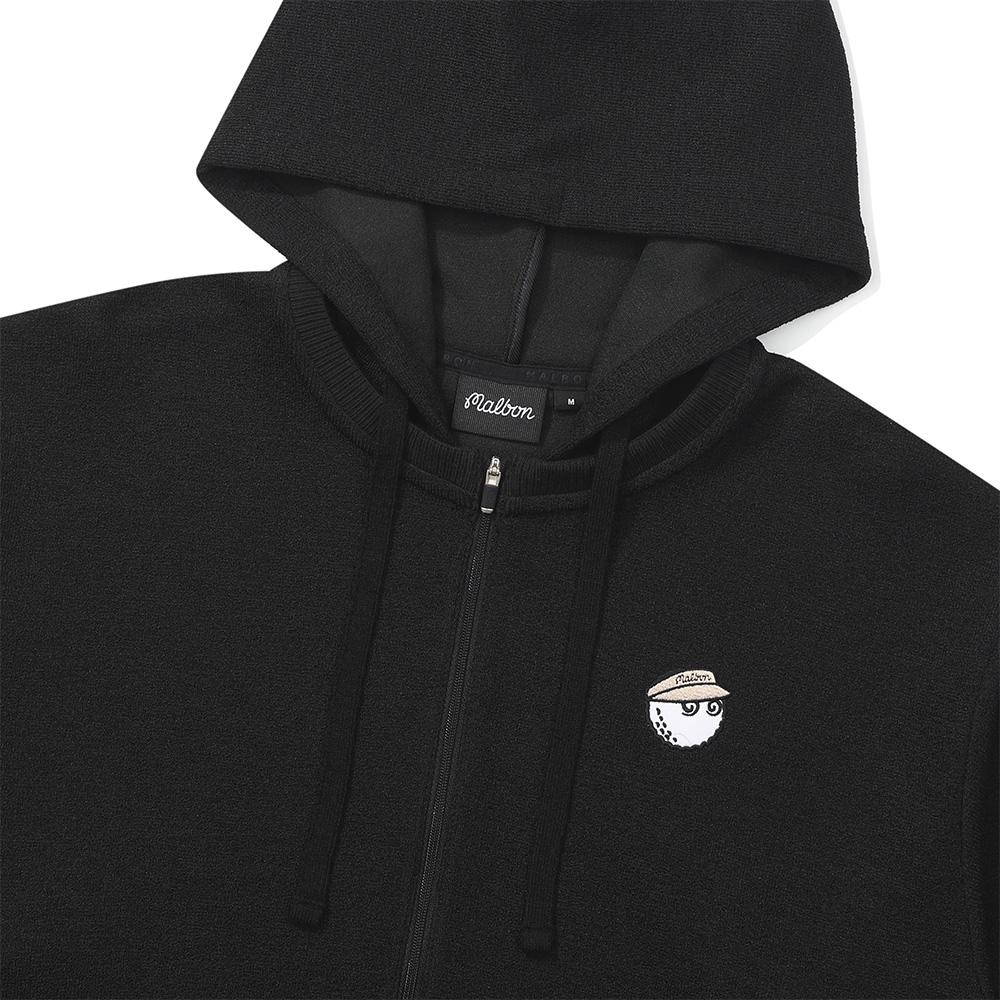 Knit-Like Half-Zip Hoodie Sweatshirt Black (Woman)