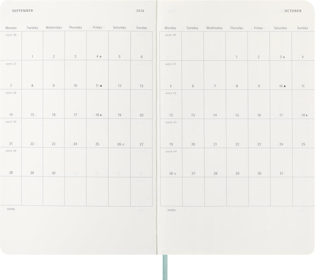 Moleskine 2025 Essential Weekly October XXL Size X Myrtle DSESNK1512WN7Y26 Planner, 15-Month Planner, Start, (22cm 28cm), Green,