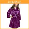 Silk Satin Sleep Robe For Women Summer Lightweight Short Kimono Lounge Wear