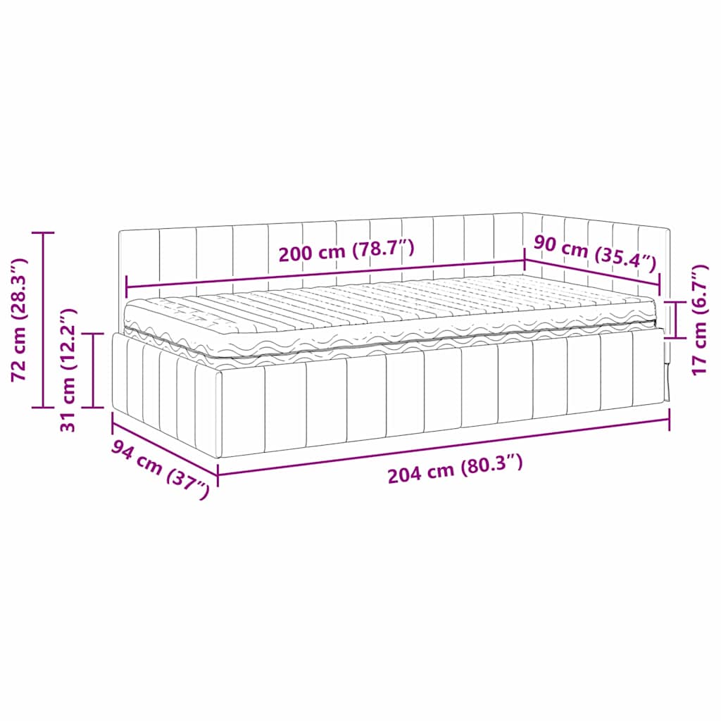 Corner Bed Frame with Mattress and Headboard 2 pcs Blue Velvet