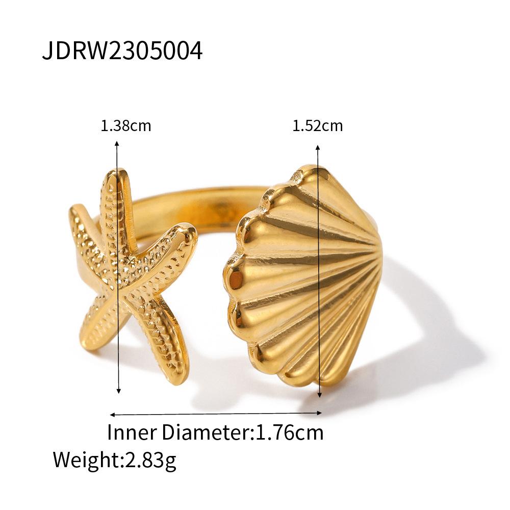Ocean Jewelry Set Seashell Ring Necklace For Beach Vacation Electroplated Accessories