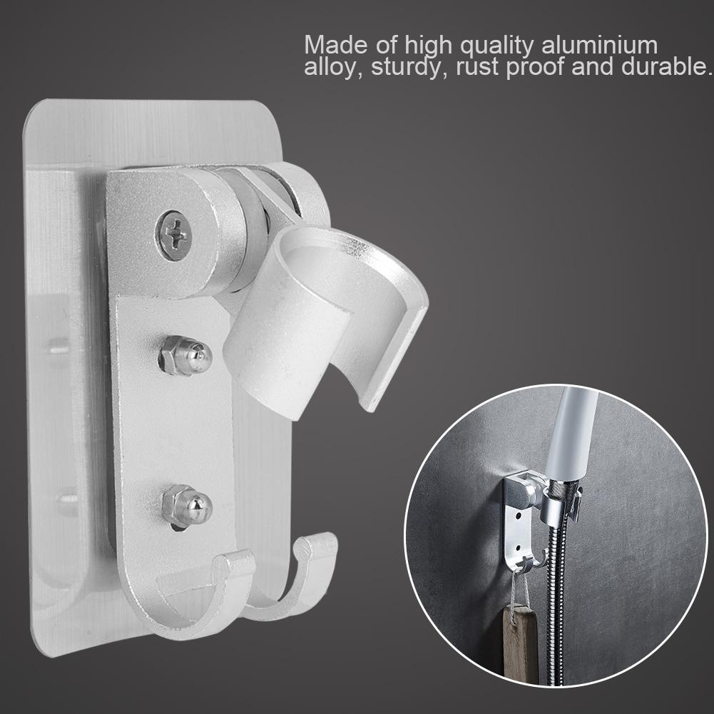 Nastavitelný hliníkový stříbrný držák držáku sprchové hlavice základna s háčky