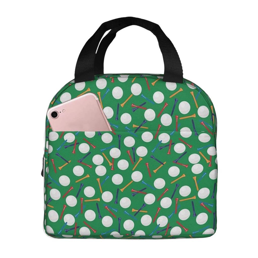 Golf Ball Pattern Insulated Lunch Bag for Kids School Cooler Thermal Food Box Tote Leakproof Lunch Boxes Container